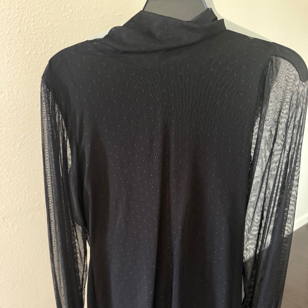 Sanctuary Top Women's Size Small Black Sheer Long Sleeve Mock Neck Blouse